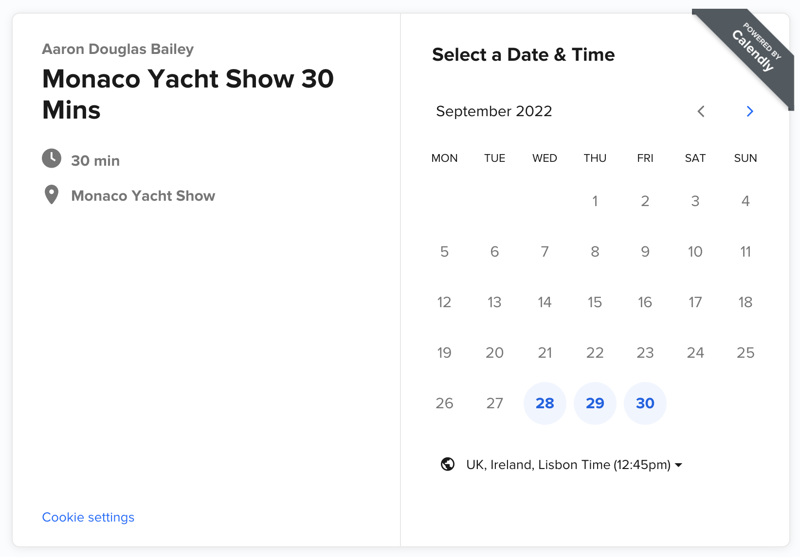 Monaco Yacht Show Calender